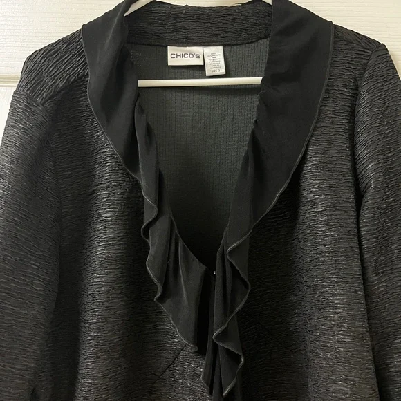 Chico's Black Ruffled Blazer - Picture 2 of 7